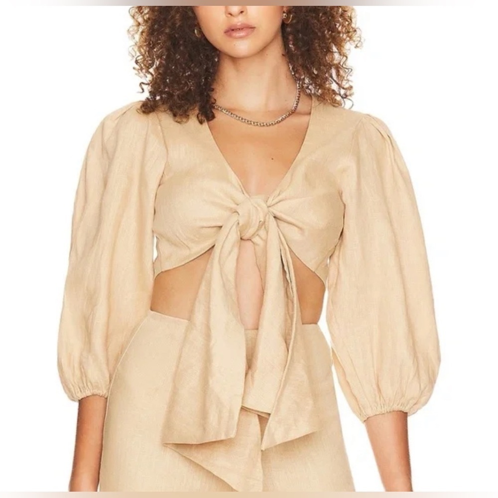 FAITHFULL THE BRAND Ce Soir Top in Wheat, Size 4